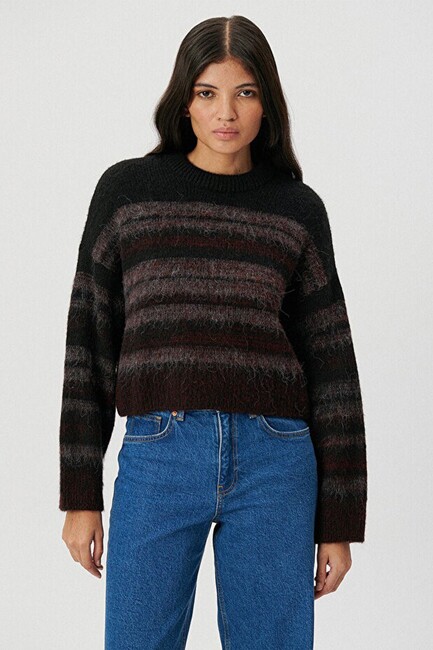 Kadın Bisiklet Yaka Kazak 1710367-85886 Siyah - Thumbnail