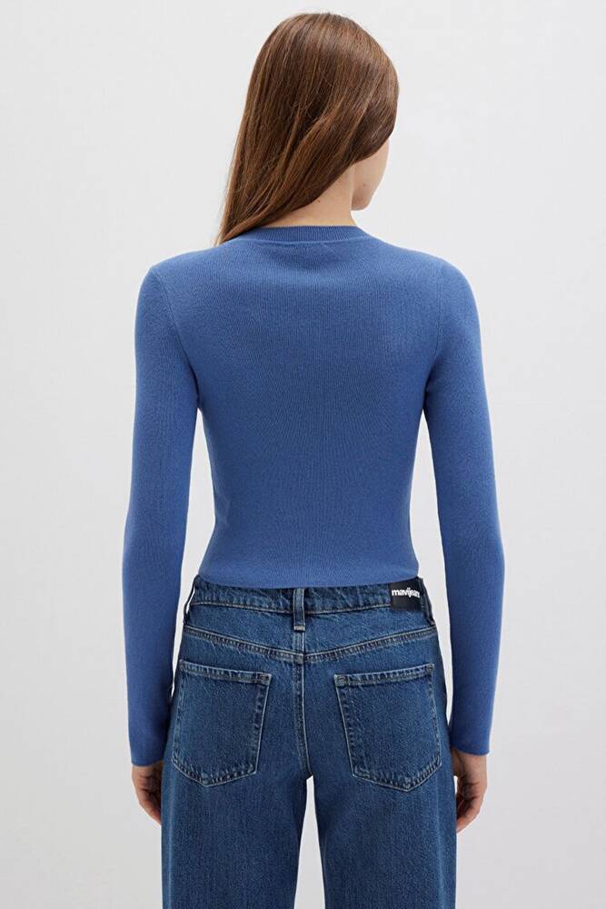 Kadın Bisiklet Yaka Kazak 1710474-70738 Mavi 