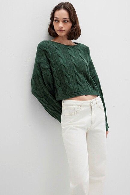 Kadın Bisiklet Yaka Kazak 1710477-71894 Yeşil (1)