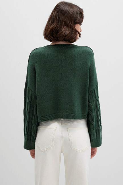 Kadın Bisiklet Yaka Kazak 1710477-71894 Yeşil - Thumbnail