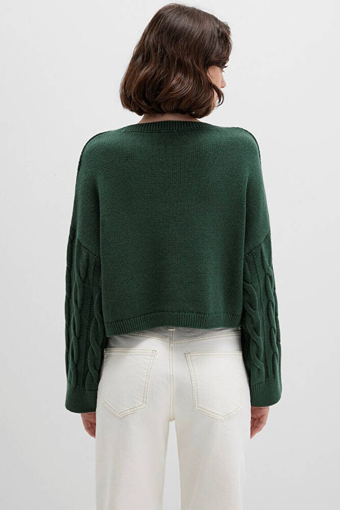 Kadın Bisiklet Yaka Kazak 1710477-71894 Yeşil 