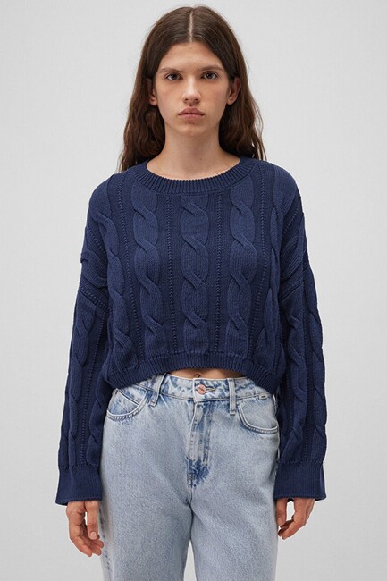 Kadın Bisiklet Yaka Kazak 1710477-82454 Lacivert (3)