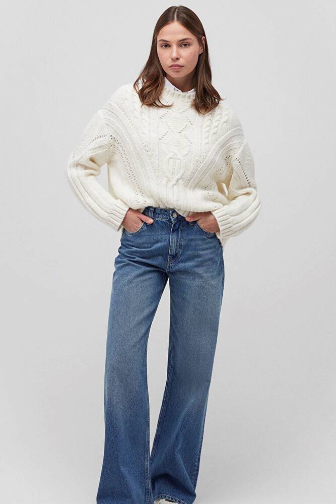 Kadın Bisiklet Yaka Kazak 1710478-70057 Beyaz 