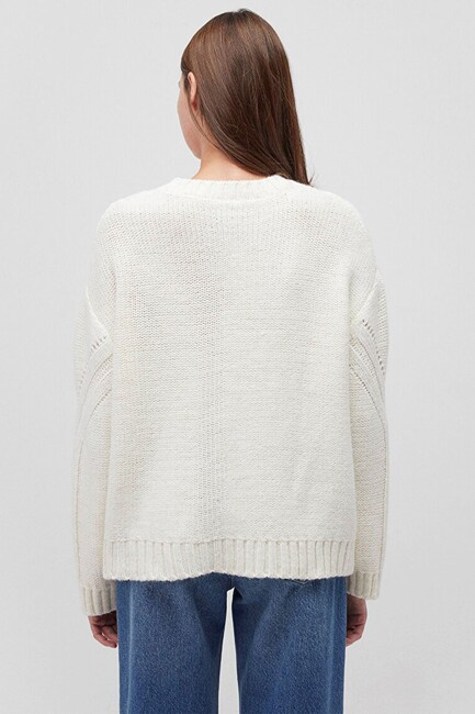 Kadın Bisiklet Yaka Kazak 1710478-70057 Beyaz - Thumbnail