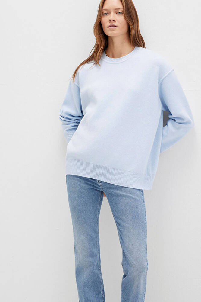 Kadın Bisiklet Yaka Kazak 1710499-70717 Mavi 