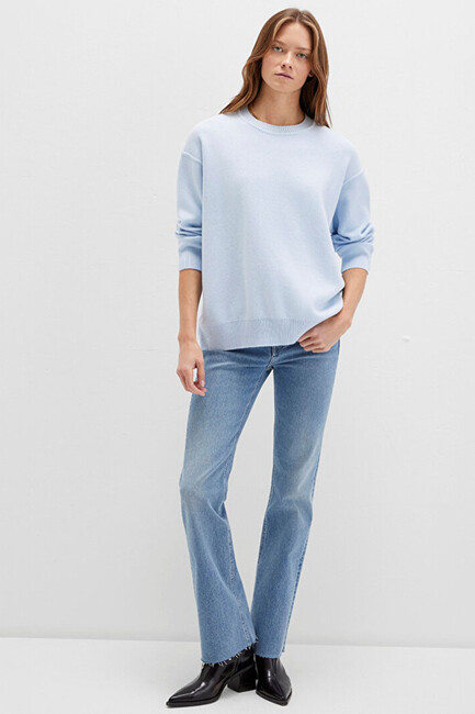 Kadın Bisiklet Yaka Kazak 1710499-70717 Mavi (3)