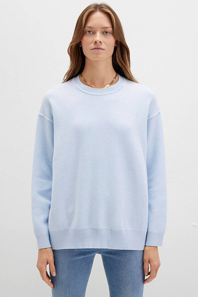 Kadın Bisiklet Yaka Kazak 1710499-70717 Mavi 