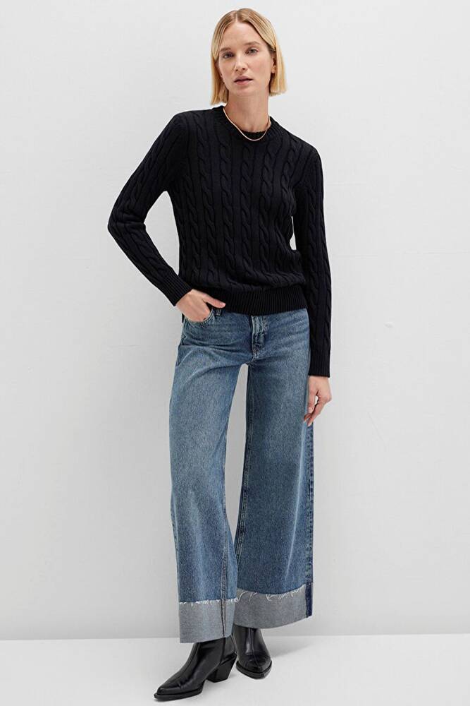 Kadın Bisiklet Yaka Kazak 1710721-900 Siyah 