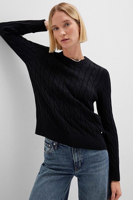 Kadın Bisiklet Yaka Kazak 1710721-900 Siyah (3)