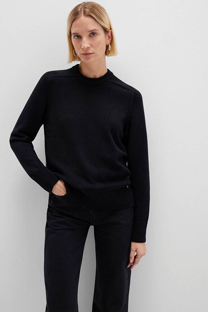 Kadın Bisiklet Yaka Kazak 1710726-900 Siyah 