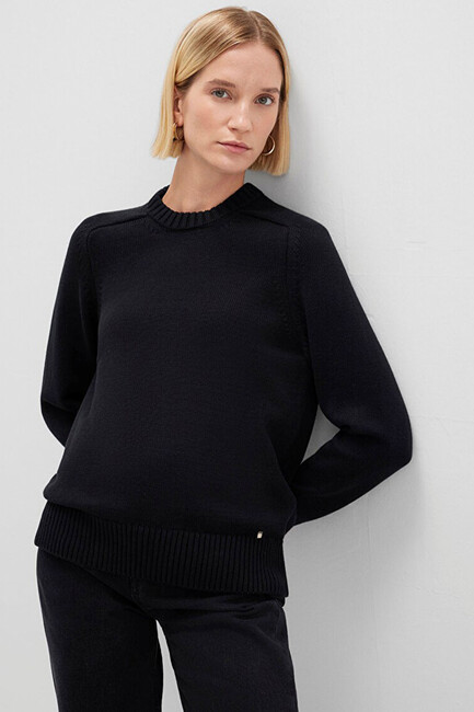 Kadın Bisiklet Yaka Kazak 1710726-900 Siyah (3)