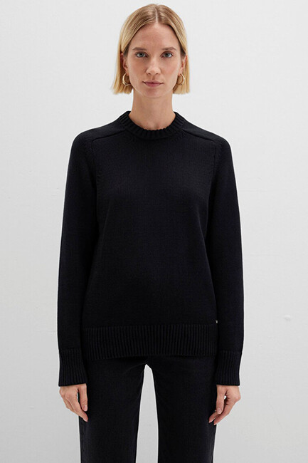 Kadın Bisiklet Yaka Kazak 1710726-900 Siyah - Thumbnail