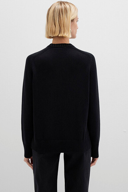 Kadın Bisiklet Yaka Kazak 1710726-900 Siyah - Thumbnail