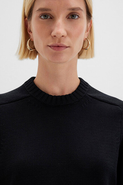 Kadın Bisiklet Yaka Kazak 1710726-900 Siyah - Thumbnail