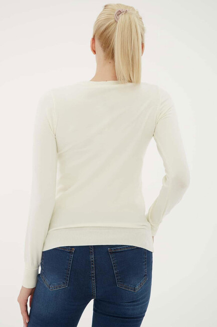 Kadın Bisiklet Yaka Kazak 25K0777K1 Ekru (3)