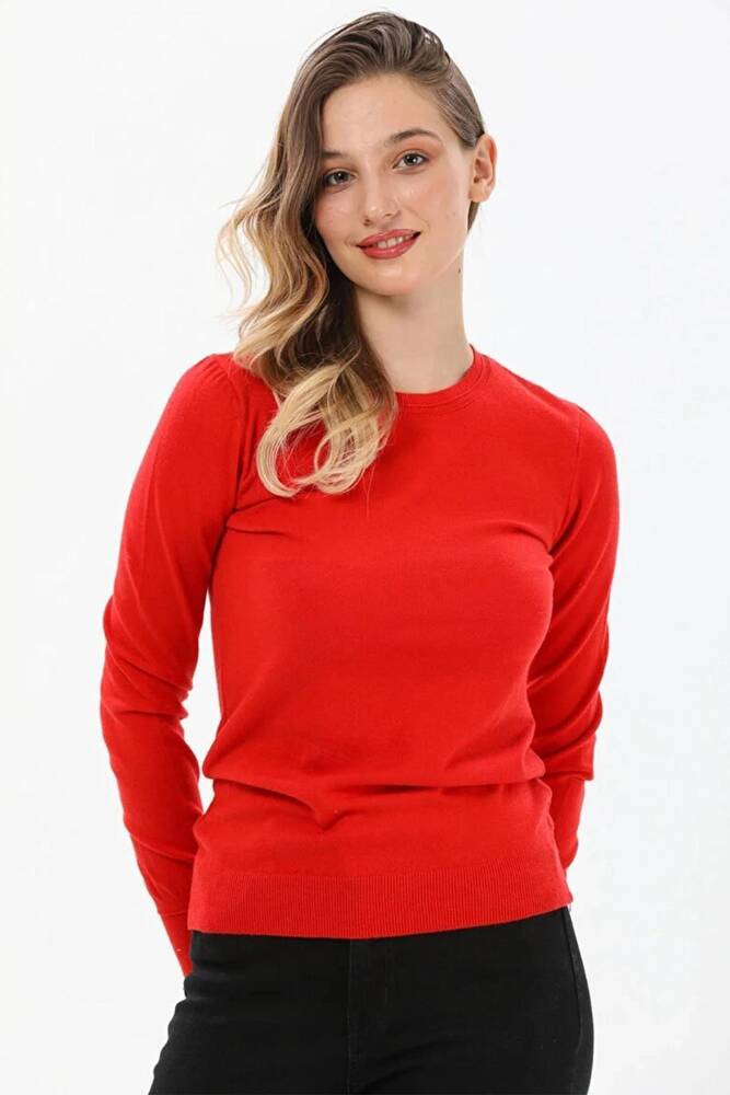 Kadın Bisiklet Yaka Kazak 25K0777K1 Kırmızı 