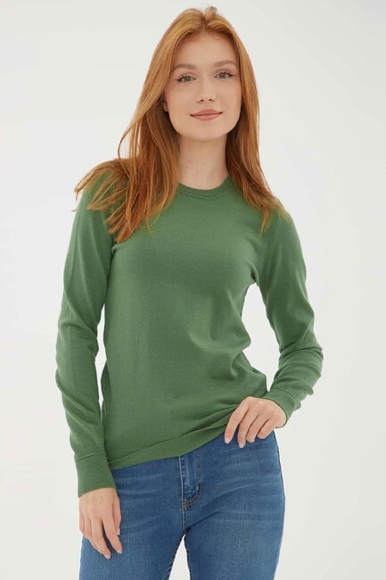 Kadın Bisiklet Yaka Kazak 25K0777K1 Yeşil (1)