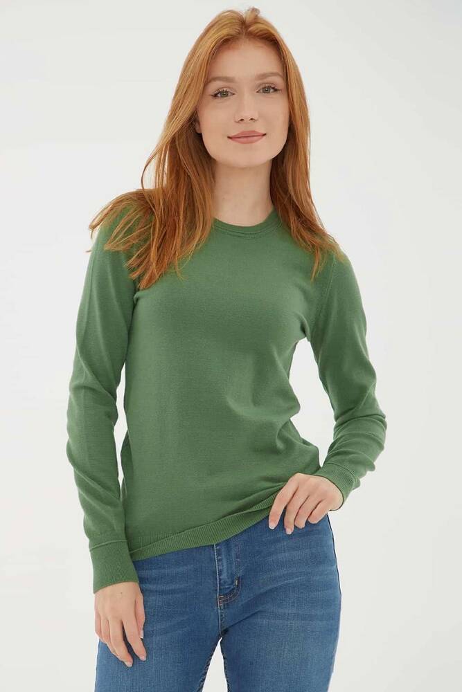 Kadın Bisiklet Yaka Kazak 25K0777K1 Yeşil 