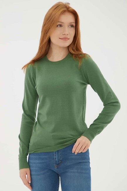 Kadın Bisiklet Yaka Kazak 25K0777K1 Yeşil (2)