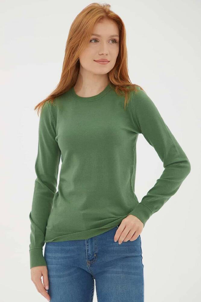 Kadın Bisiklet Yaka Kazak 25K0777K1 Yeşil 