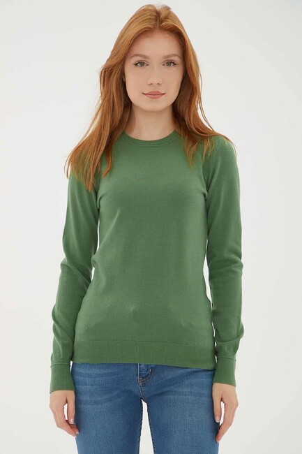 Kadın Bisiklet Yaka Kazak 25K0777K1 Yeşil (3)