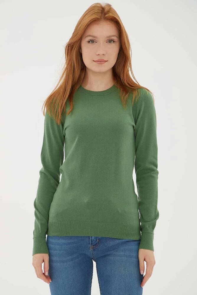 Kadın Bisiklet Yaka Kazak 25K0777K1 Yeşil 