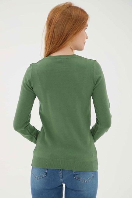 Kadın Bisiklet Yaka Kazak 25K0777K1 Yeşil - Thumbnail