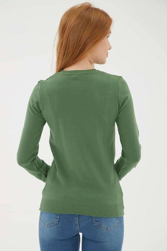 Kadın Bisiklet Yaka Kazak 25K0777K1 Yeşil 