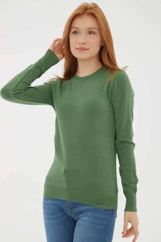 Kadın Bisiklet Yaka Kazak 25K0777K1 Yeşil 