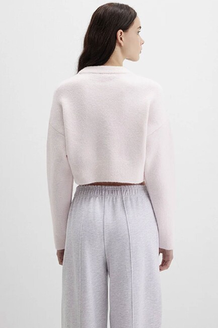 Kadın Bisiklet Yaka Kısa Kazak 1710496-89884 Pembe - Thumbnail