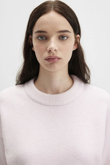 Kadın Bisiklet Yaka Kısa Kazak 1710496-89884 Pembe - Thumbnail