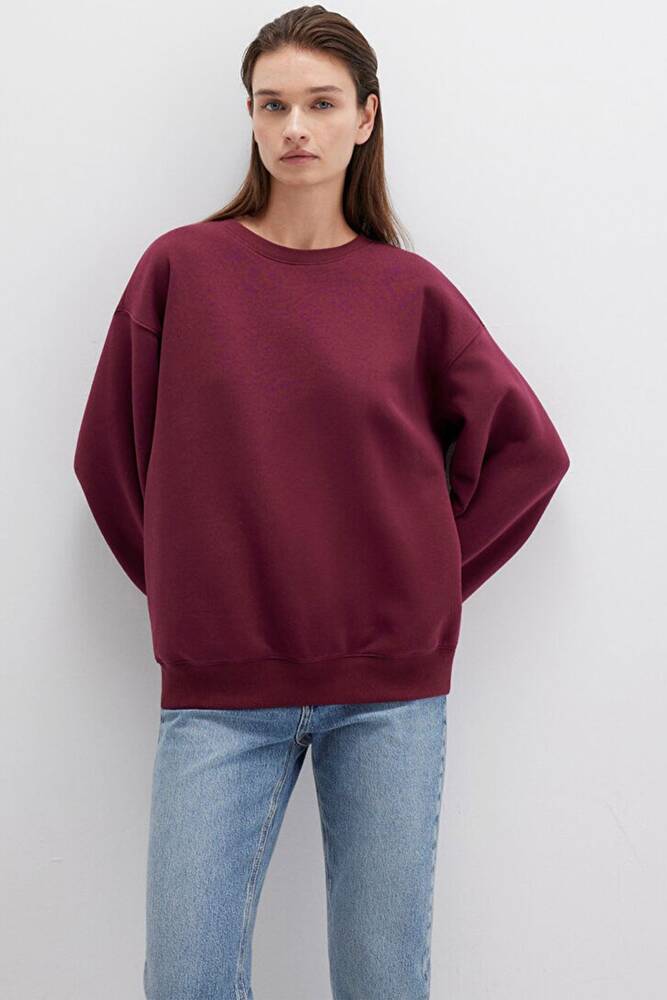 Kadın Bisiklet Yaka Sweat 1610198-70415 Bordo 