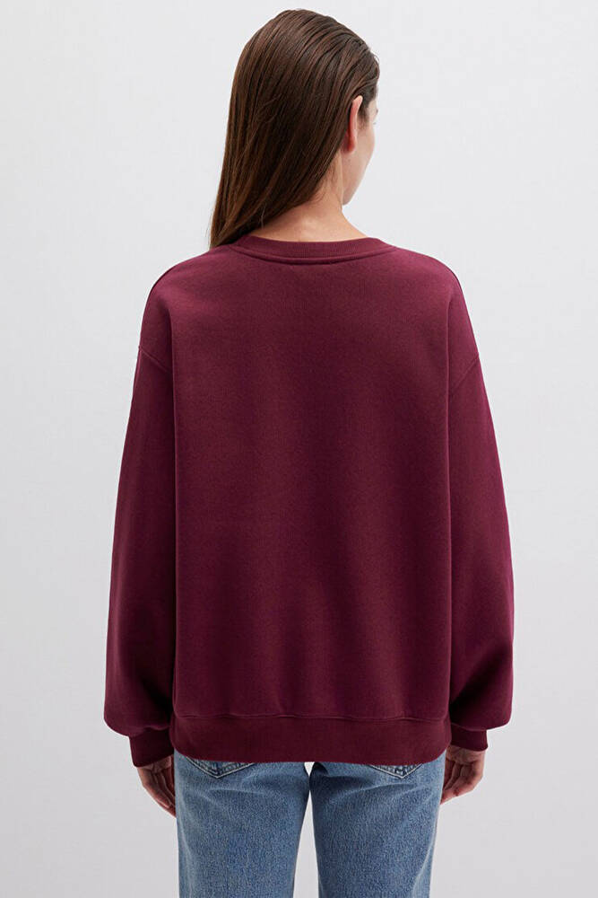 Kadın Bisiklet Yaka Sweat 1610198-70415 Bordo 