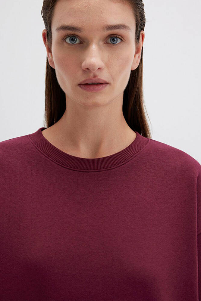 Kadın Bisiklet Yaka Sweat 1610198-70415 Bordo 