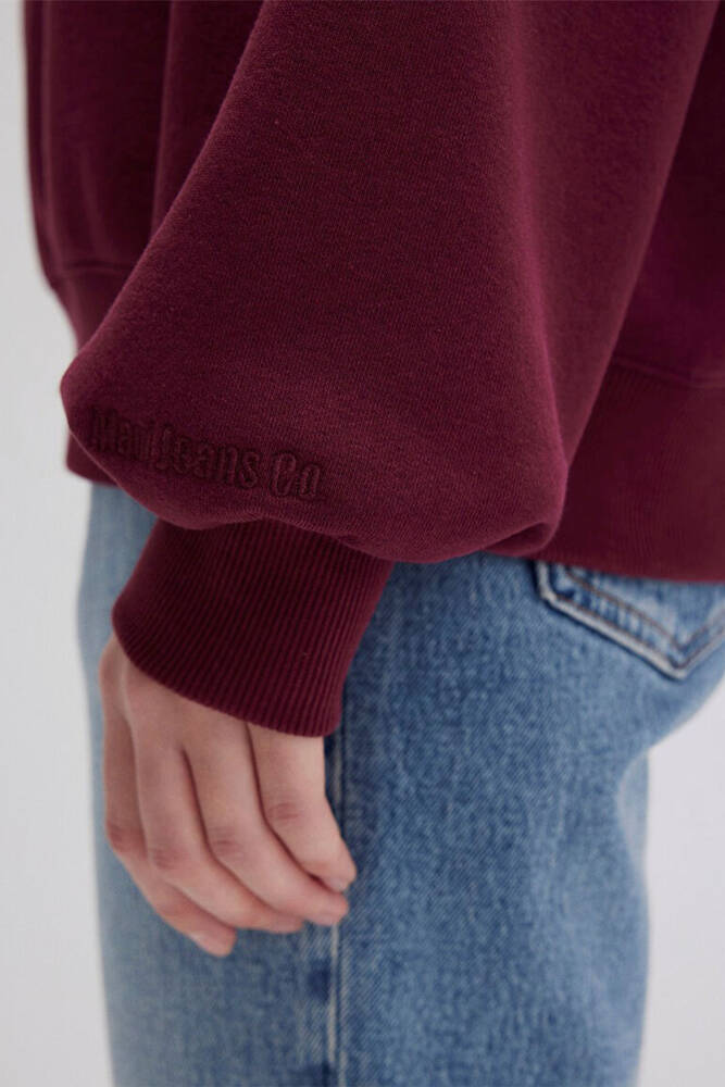 Kadın Bisiklet Yaka Sweat 1610198-70415 Bordo 