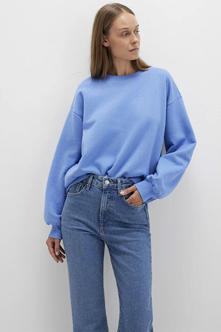 Kadın Bisiklet Yaka Sweat 1610198-70790 Mavi (2)