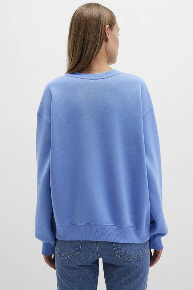 Kadın Bisiklet Yaka Sweat 1610198-70790 Mavi 