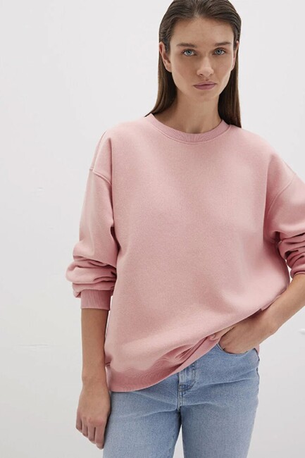 Kadın Bisiklet Yaka Sweat 1610198-91003 Pembe (1)