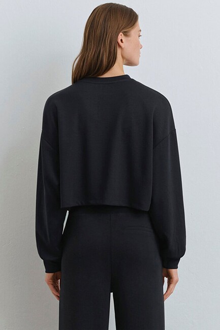 Kadın Bisiklet Yaka Sweat 1S10061-900 Siyah (3)