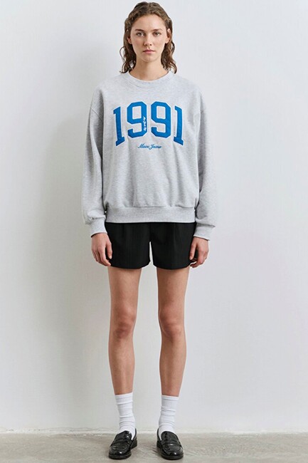 Kadın Bisiklet Yaka Sweat 1S10361-87033 Gri (2)