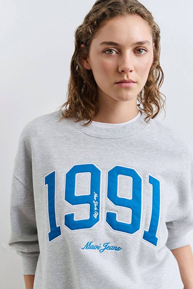 Kadın Bisiklet Yaka Sweat 1S10361-87033 Gri 