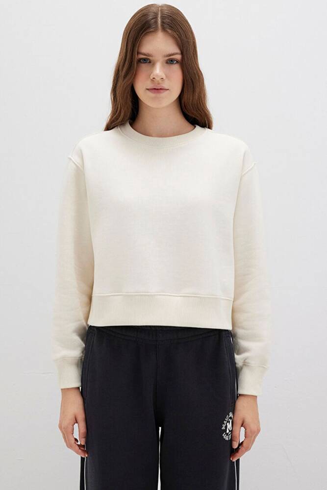 Kadın Bisiklet Yaka Sweat 1S10387-70049 Ekru 