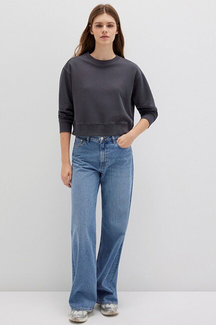 Kadın Bisiklet Yaka Sweat 1S10387-83620 Gri (2)