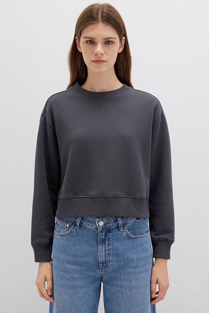 Kadın Bisiklet Yaka Sweat 1S10387-83620 Gri 