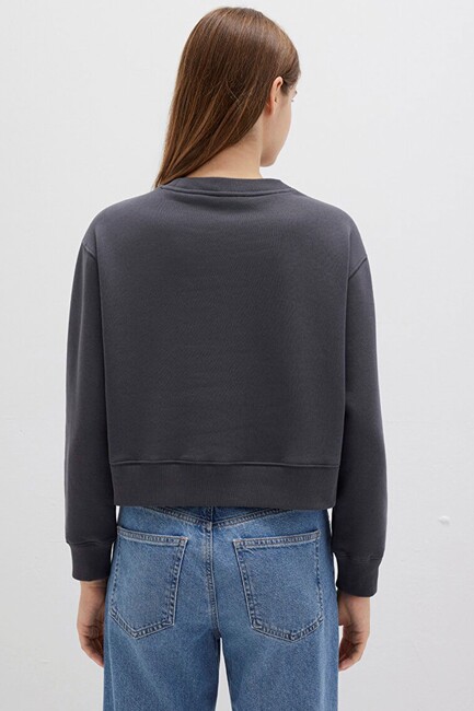 Kadın Bisiklet Yaka Sweat 1S10387-83620 Gri - Thumbnail