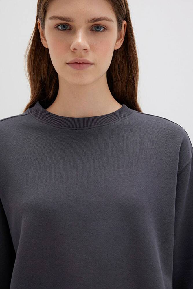 Kadın Bisiklet Yaka Sweat 1S10387-83620 Gri 