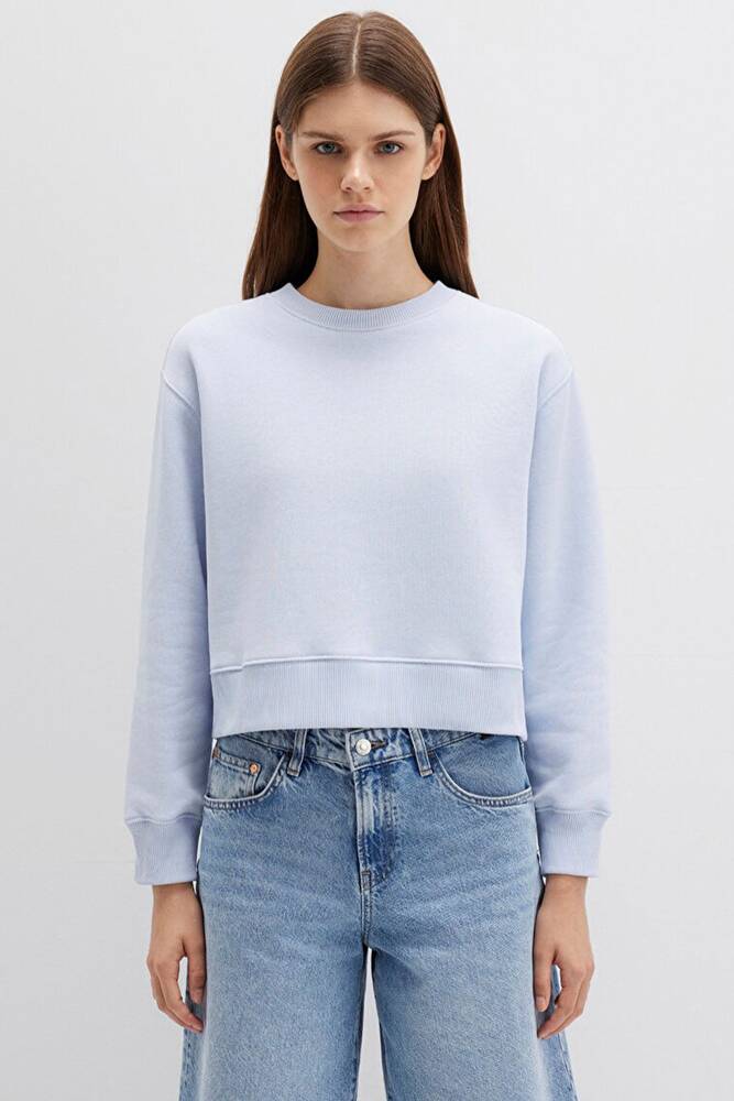 Kadın Bisiklet Yaka Sweat 1S10387-89201 Mavi 