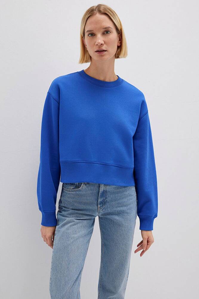 Kadın Bisiklet Yaka Sweat 1S10389-70576 Mavi 