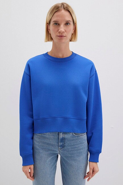 Kadın Bisiklet Yaka Sweat 1S10389-70576 Mavi (3)