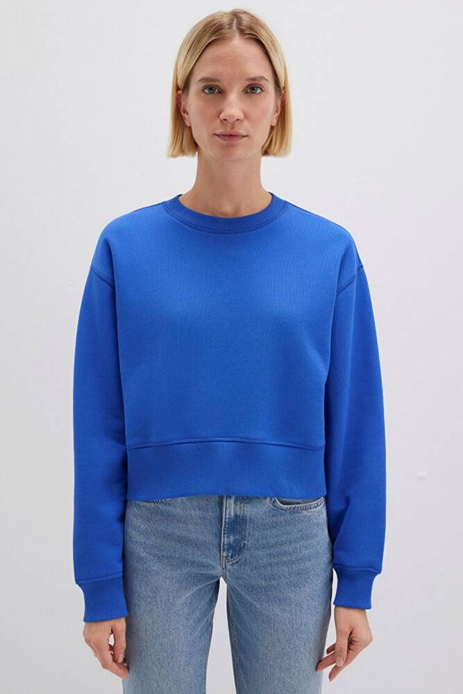 Kadın Bisiklet Yaka Sweat 1S10389-70576 Mavi 